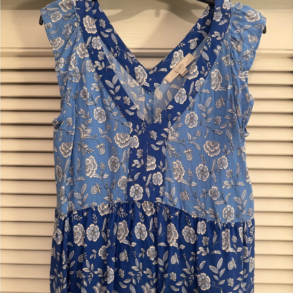 LOFT Blue and White Floral Dress